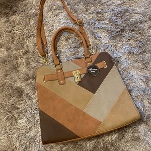Brown Suede Patchwork Purse